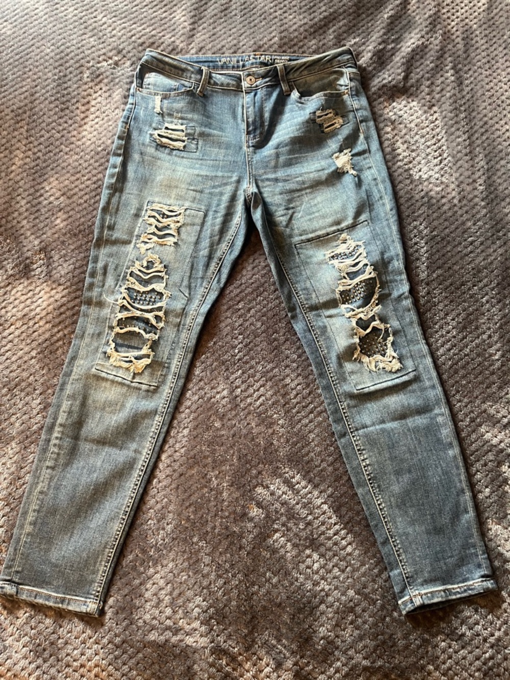 Distressed Ripped mid rise skinny Jeans - Light Blue